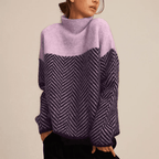 Chāme | Women's Colorblock Knit Sweater - Panel Pullover - Nalani - Fashion Clothing and Decor