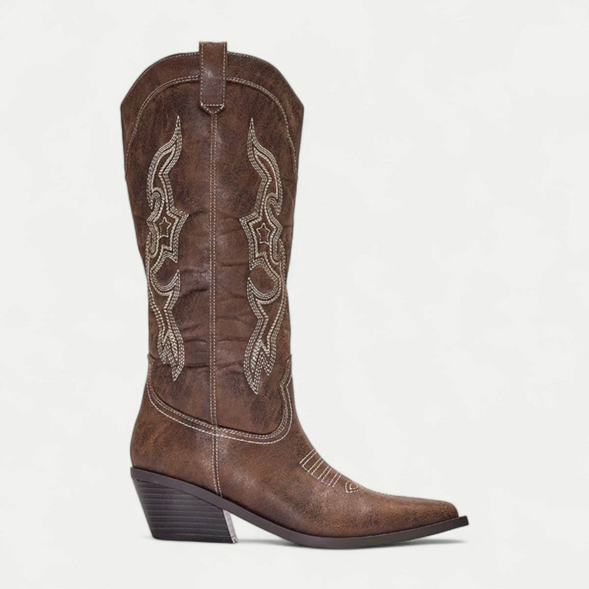 Chāme | Women's Pointed Toe Stitched Boots - Western Booties - Nalani - Fashion Clothing and Decor