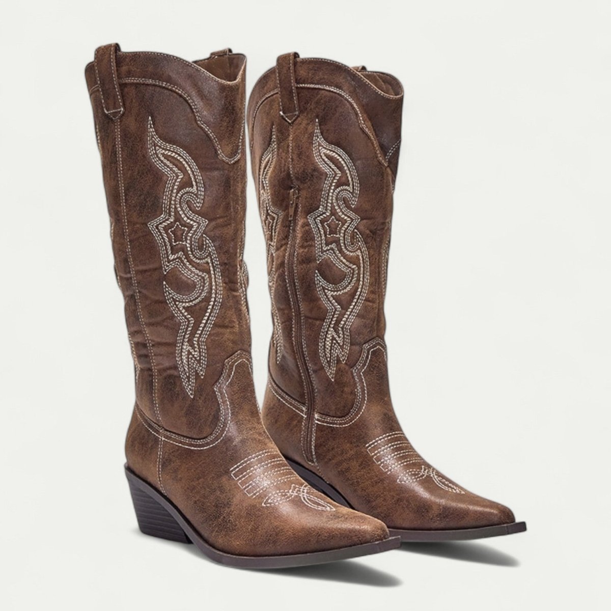 Chāme | Women's Pointed Toe Stitched Boots - Western Booties - Nalani - Fashion Clothing and Decor