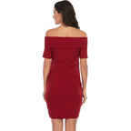 Chantal Maternity Dress – Off Shoulder Bodycon Pregnancy Dress, Above the Knee, 5 Colors, S–2XL – Parsha - Nalani - Fashion Clothing and Decor