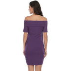 Chantal Maternity Dress – Off Shoulder Bodycon Pregnancy Dress, Above the Knee, 5 Colors, S–2XL – Parsha - Nalani - Fashion Clothing and Decor