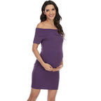 Chantal Maternity Dress – Off Shoulder Bodycon Pregnancy Dress, Above the Knee, 5 Colors, S–2XL – Parsha - Nalani - Fashion Clothing and Decor