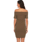 Chantal Maternity Dress – Off Shoulder Bodycon Pregnancy Dress, Above the Knee, 5 Colors, S–2XL – Parsha - Nalani - Fashion Clothing and Decor