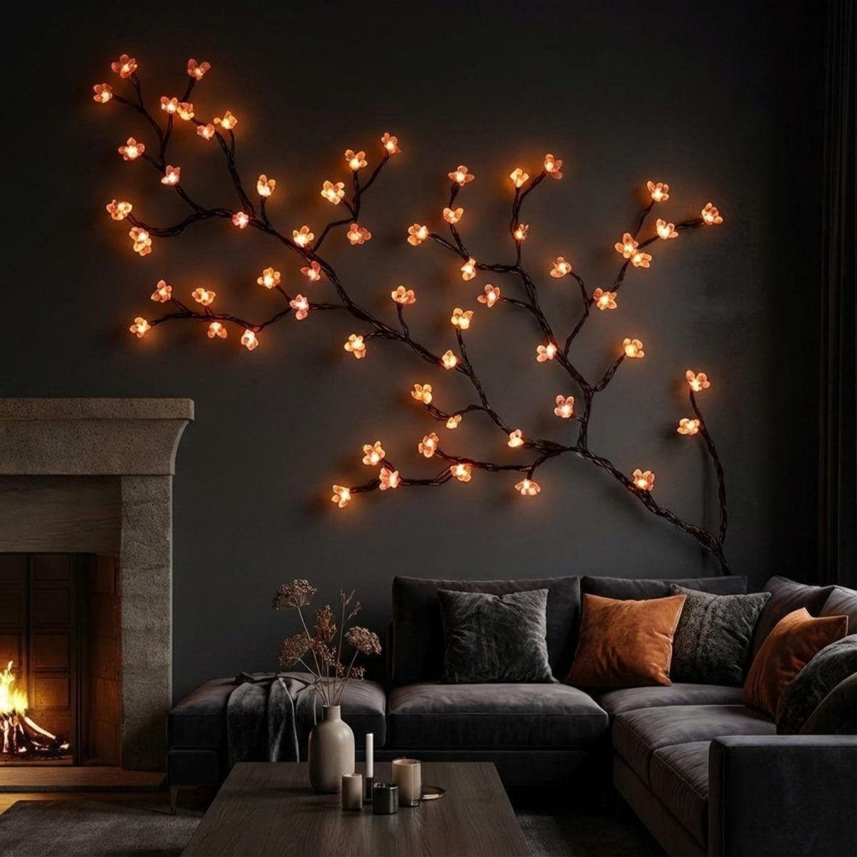 Cherry Blossom Vine Led Wall Art Decor With Soft Glow Lighting - Nalani - Fashion Clothing and Decor
