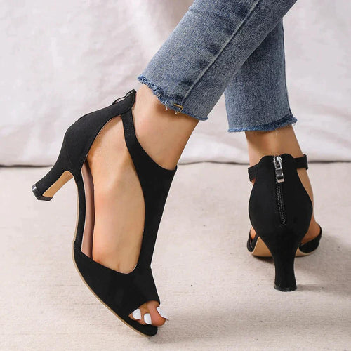 Chic Cutout Peep Toe Heeled Sandals For Women Everyday - Nalani - UK Fashion Clothing and Decor