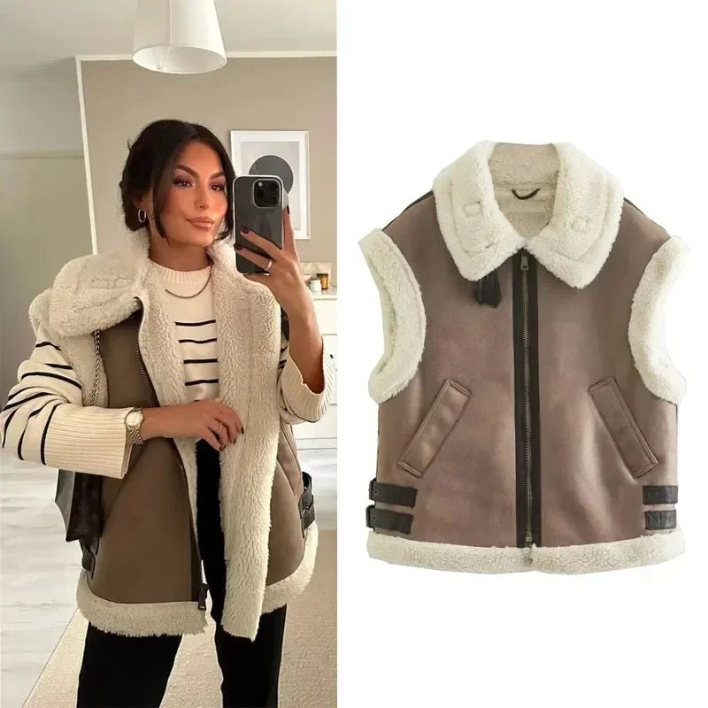 Chic Sleeveless Fur Vest Coat For Layering In Winter Warmth - Nalani - UK Fashion Clothing and Decor