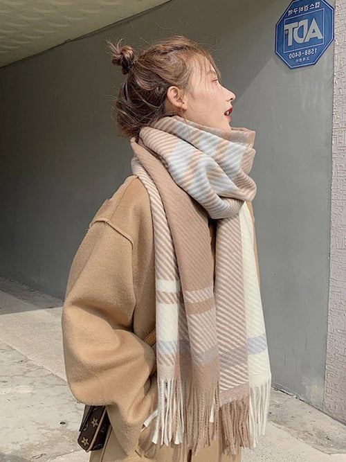Chic Winter Scarf With Vintage Plaid Pattern For Women - Nalani - UK Fashion Clothing and Decor