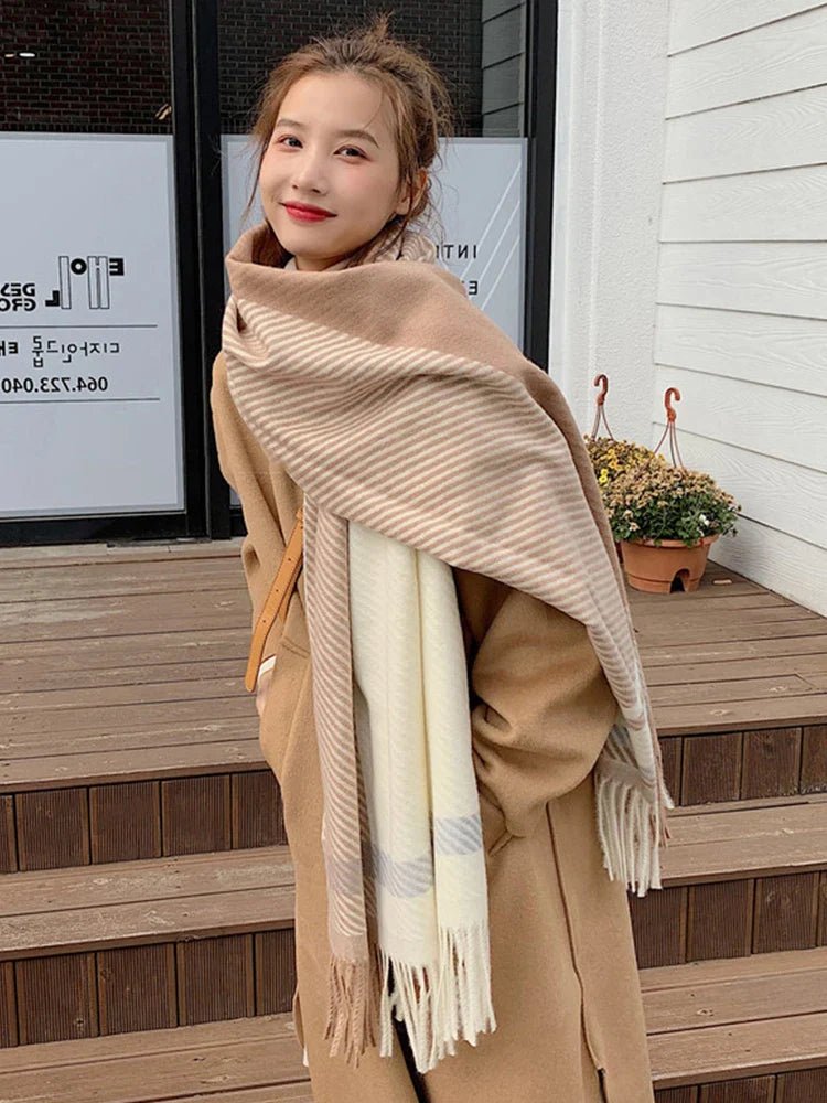 Chic Winter Scarf With Vintage Plaid Pattern For Women - Nalani - UK Fashion Clothing and Decor