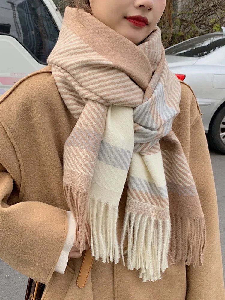 Chic Winter Scarf With Vintage Plaid Pattern For Women - Nalani - UK Fashion Clothing and Decor