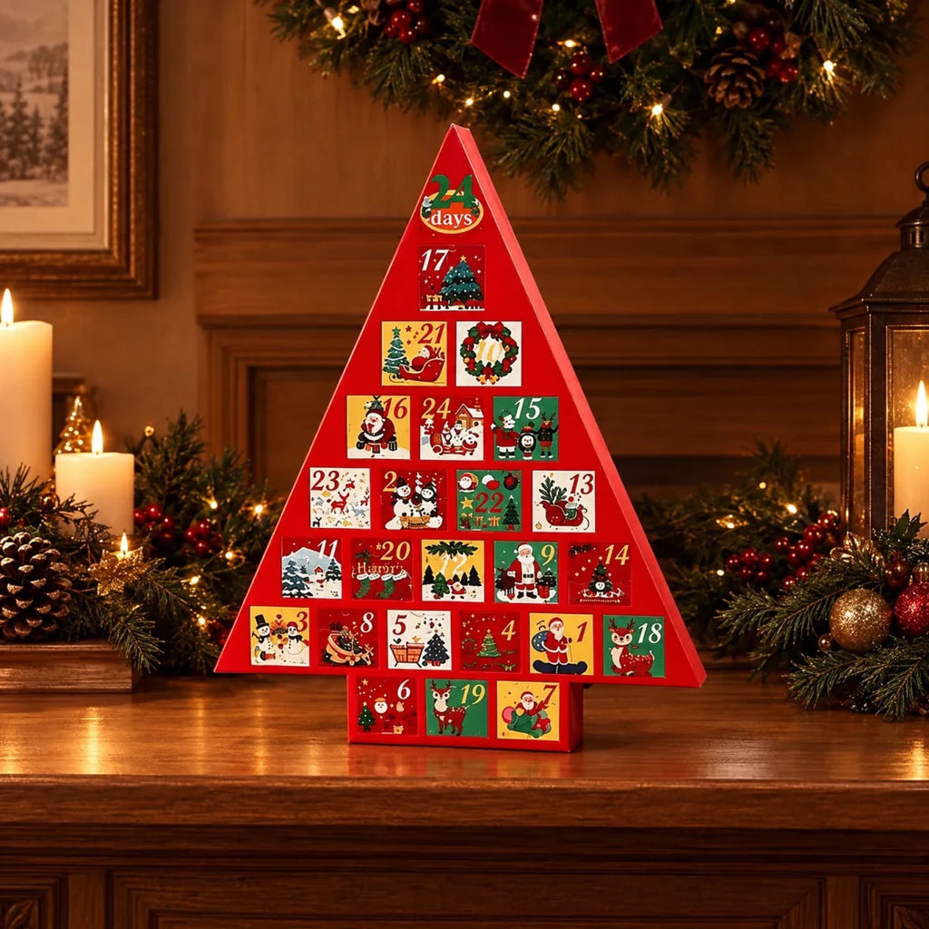 Christmas Tree Advent Calendar with Drawers – Fillable Tabletop Countdown with 24 Drawers, 16 in Tall, Reusable - Nalani - Fashion Clothing and Decor