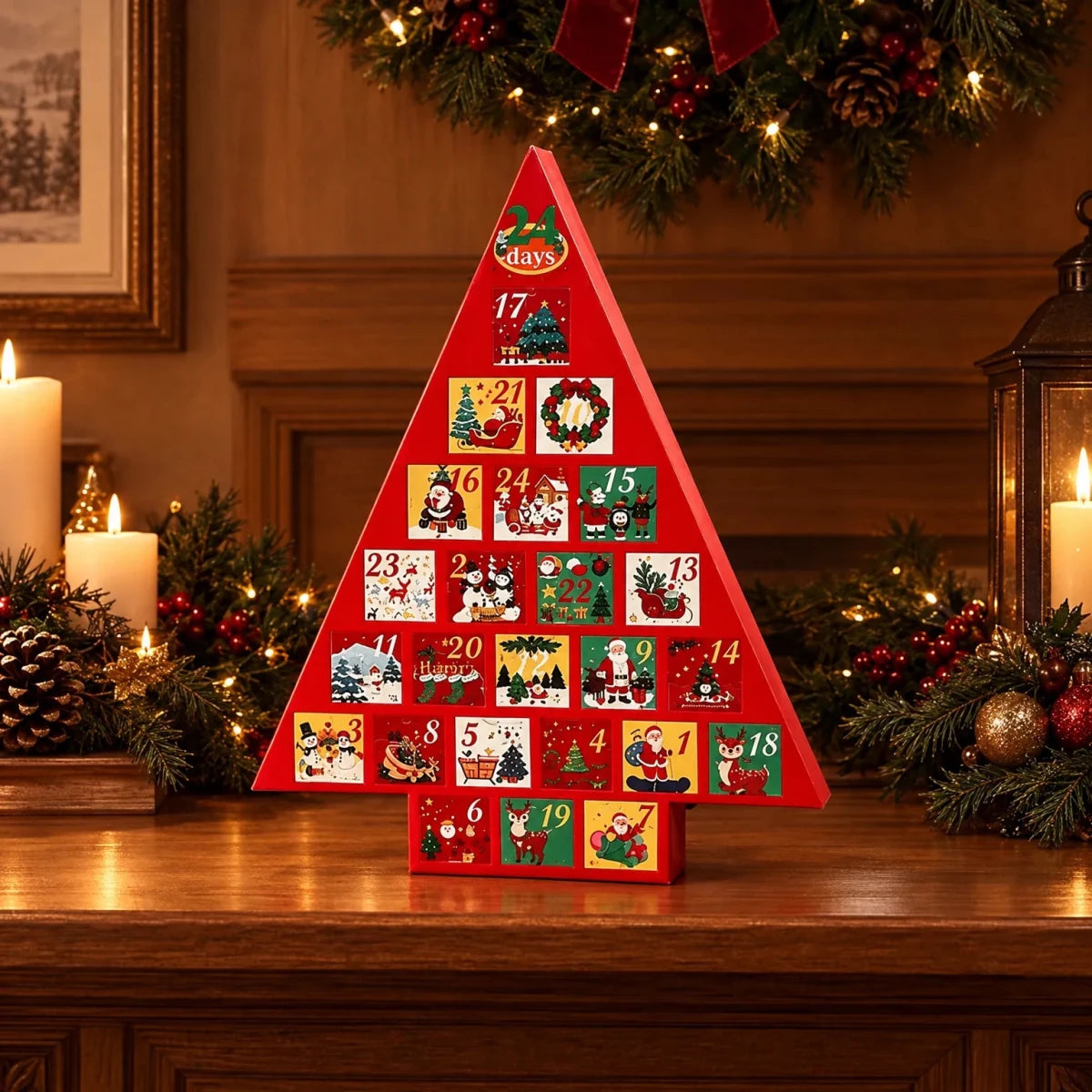 Christmas Tree Advent Calendar with Drawers – Fillable Tabletop Countdown with 24 Drawers, 16 in Tall, Reusable - Nalani - Fashion Clothing and Decor