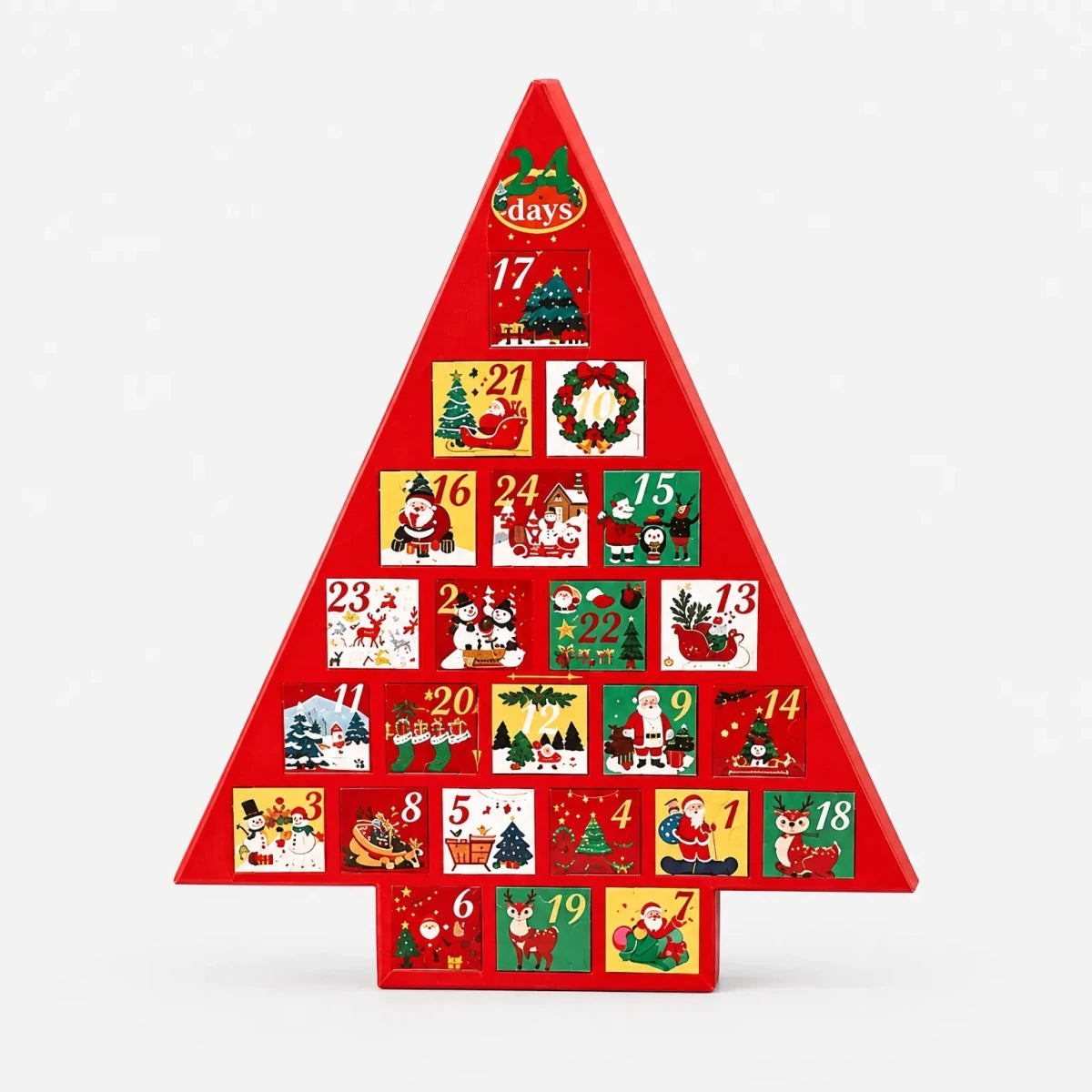 Christmas Tree Advent Calendar with Drawers – Fillable Tabletop Countdown with 24 Drawers, 16 in Tall, Reusable - Nalani - Fashion Clothing and Decor