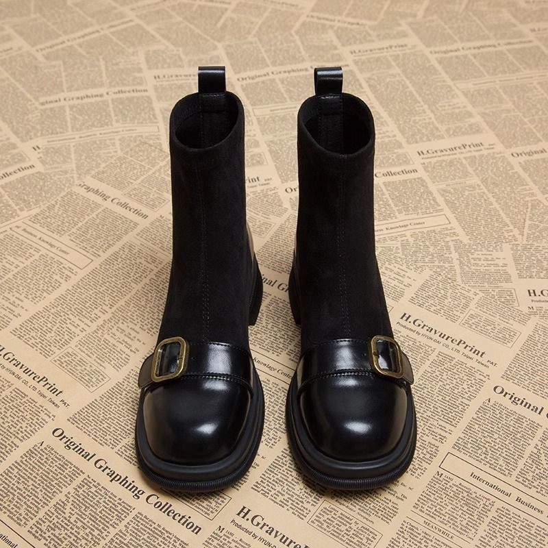 Chunky Sole Ankle Boots With Buckle Detail And Block Heel - Nalani - UK and AUS Fashion Clothing and Decor