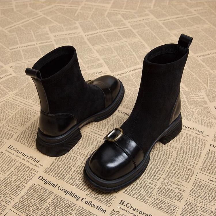 Chunky Sole Ankle Boots With Buckle Detail And Block Heel - Nalani - UK and AUS Fashion Clothing and Decor