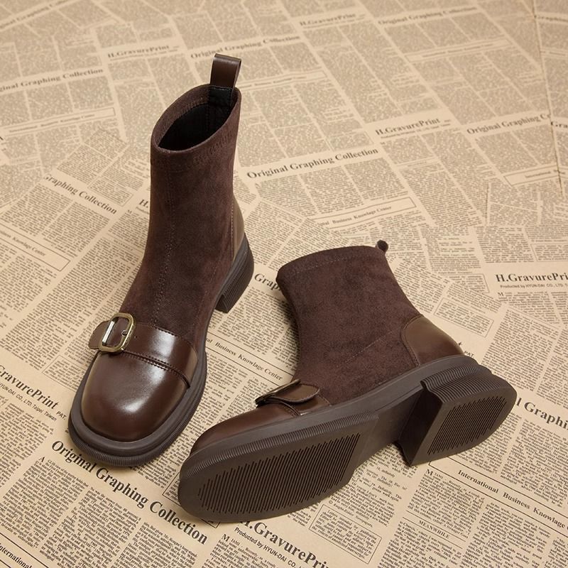 Chunky Sole Ankle Boots With Buckle Detail And Block Heel - Nalani - UK and AUS Fashion Clothing and Decor