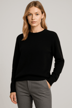 Classic Crew Neck Cashmere-Look Jumper for Women – Soft Knitted Jumper, 11 Colours, S–2XL – Freya Harper - Nalani - Fashion Clothing and Decor