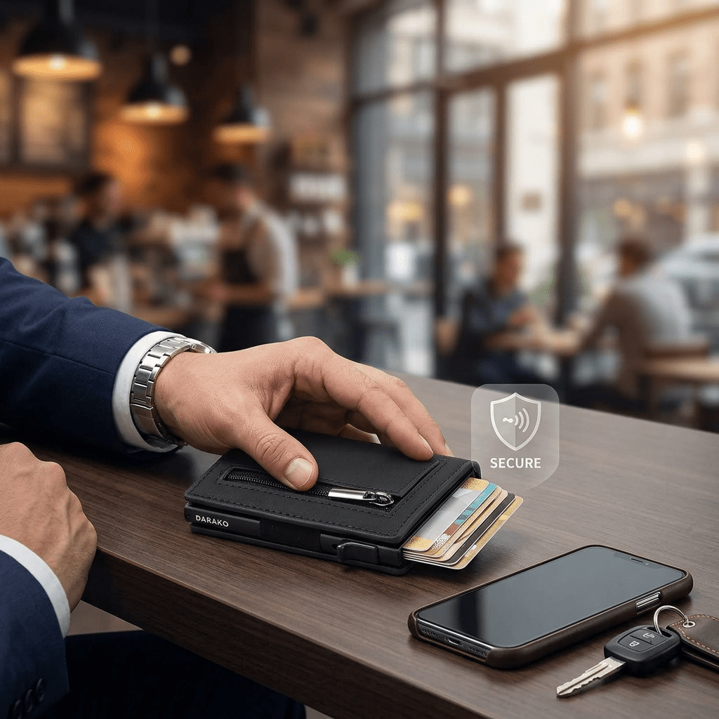 Compact Wallet with Pop-Up Card Holder and RFID Blocking – Aluminum Slide, Bill Holder & Coin Pocket – Brown, Carbon & Black - Nalani - Fashion Clothing and Decor