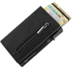 Compact Wallet with Pop-Up Card Holder and RFID Blocking – Aluminum Slide, Bill Holder & Coin Pocket – Brown, Carbon & Black - Nalani - Fashion Clothing and Decor