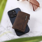 Compact Wallet with Pop-Up Card Holder and RFID Blocking – Aluminum Slide, Bill Holder & Coin Pocket – Brown, Carbon & Black - Nalani - Fashion Clothing and Decor