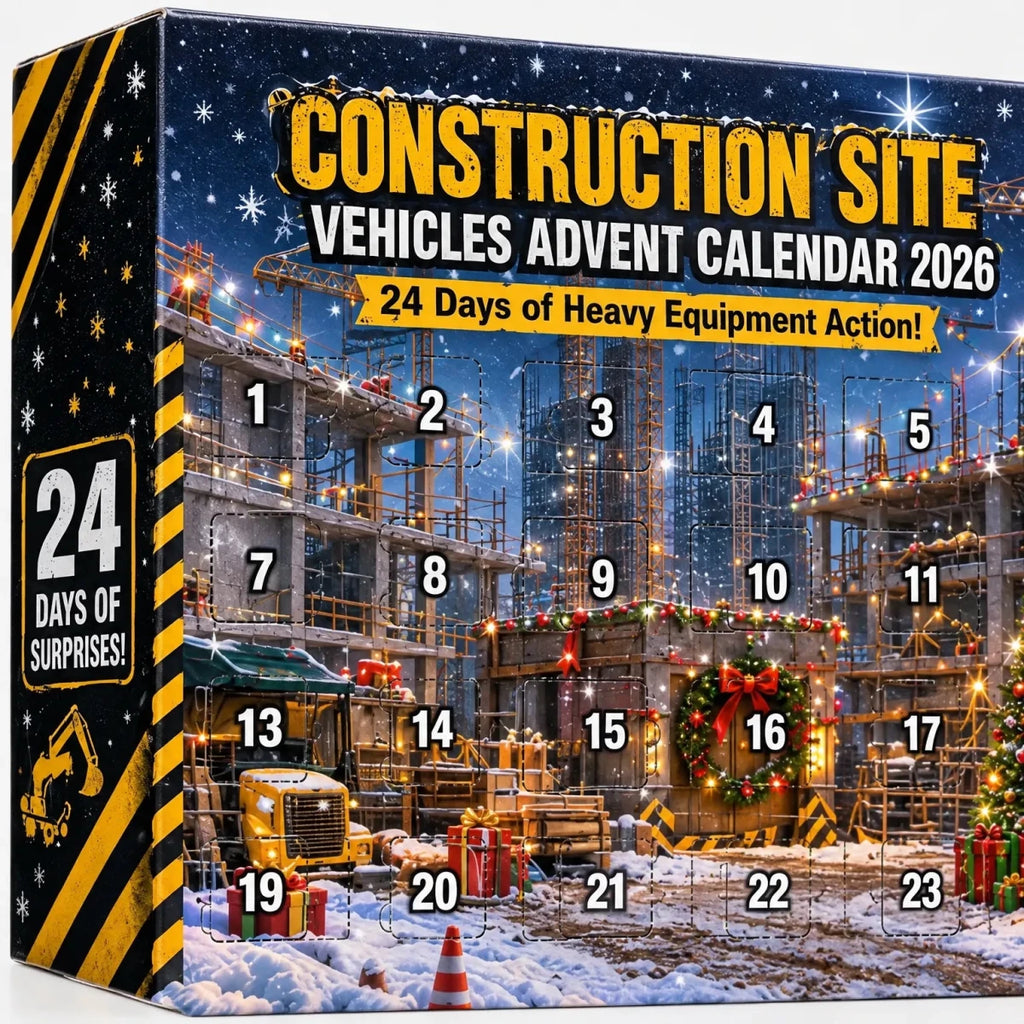 Construction Vehicle Advent Calendar for Kids – 24 Excavator & Cement Mixer Acrylic Ornaments, Non-Candy Countdown - Nalani - Fashion Clothing and Decor