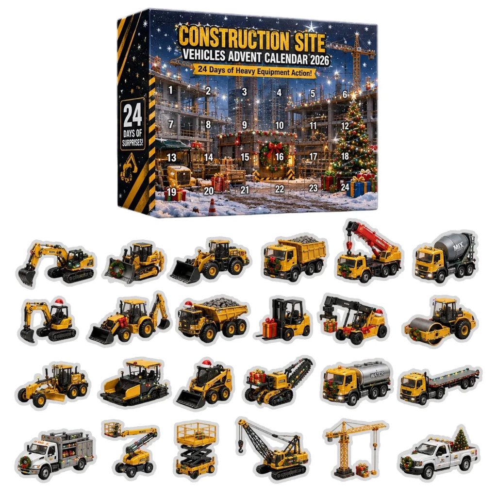 Construction Vehicle Advent Calendar for Kids – 24 Excavator & Cement Mixer Acrylic Ornaments, Non-Candy Countdown - Nalani - Fashion Clothing and Decor
