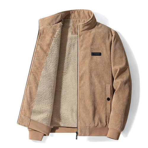 Corduroy Winter Jacket Stand Collar Soft Lining Zip Closure - Nalani - UK Fashion Clothing and Decor