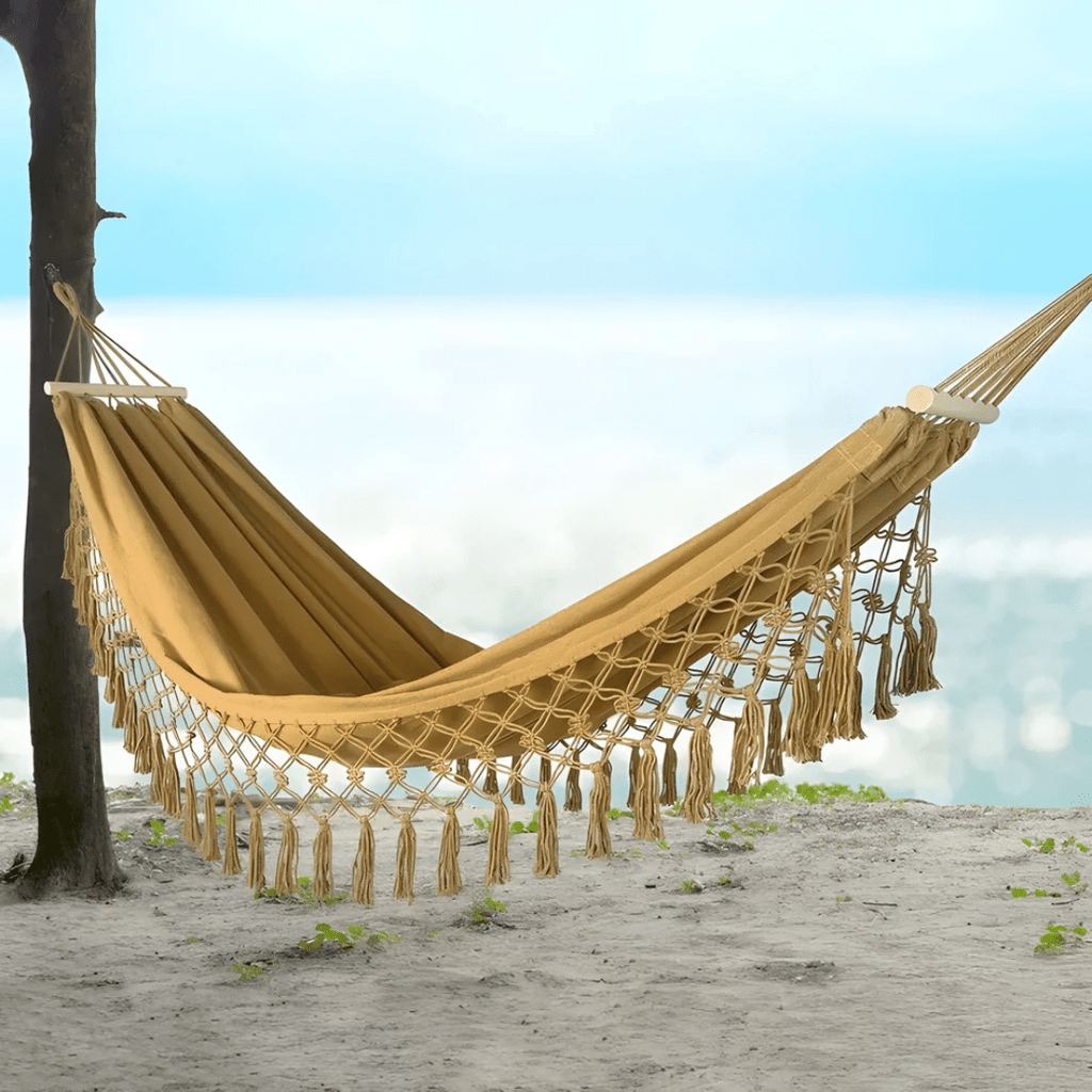 Cozy Boho Cotton Hammock for Garden Patio Outdoor Comfort - Nalani - UK Fashion Clothing and Decor