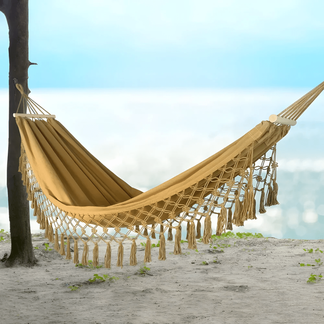 Cozy Boho Cotton Hammock for Garden Patio Outdoor Comfort - Nalani - UK Fashion Clothing and Decor