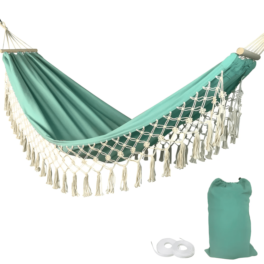 Cozy Boho Cotton Hammock for Garden Patio Outdoor Comfort - Nalani - UK Fashion Clothing and Decor