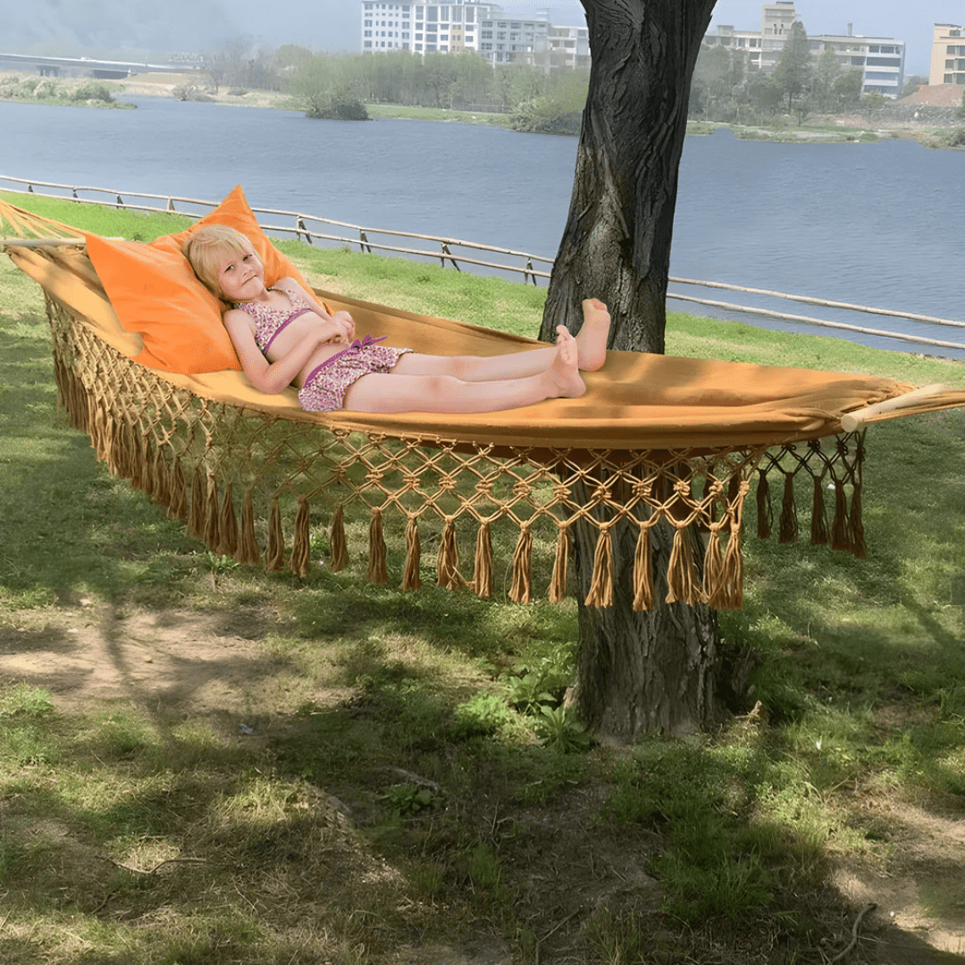 Cozy Boho Cotton Hammock for Garden Patio Outdoor Comfort - Nalani - UK Fashion Clothing and Decor