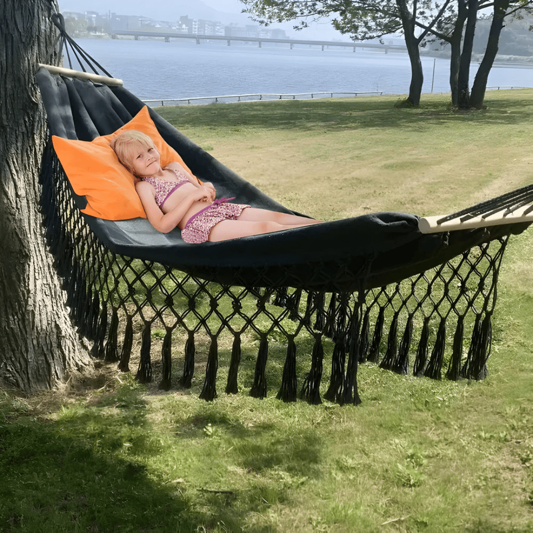 Cozy Boho Cotton Hammock for Garden Patio Outdoor Comfort - Nalani - UK Fashion Clothing and Decor