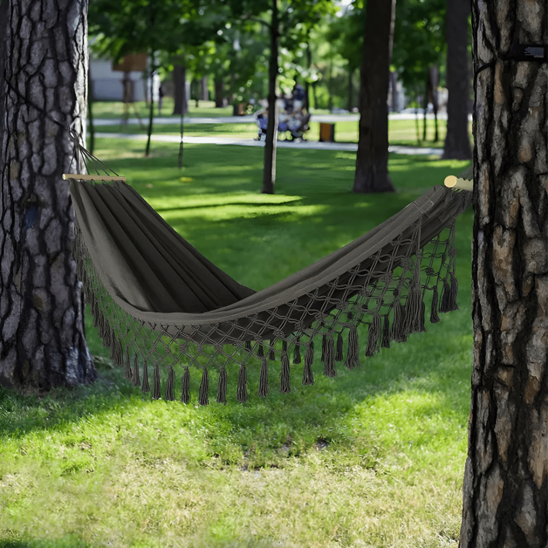 Cozy Boho Cotton Hammock for Garden Patio Outdoor Comfort - Nalani - UK Fashion Clothing and Decor