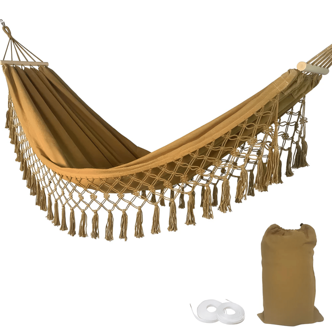 Cozy Boho Cotton Hammock for Garden Patio Outdoor Comfort - Nalani - UK Fashion Clothing and Decor