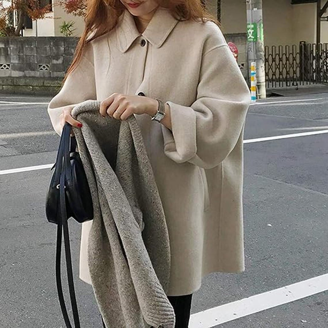 Cozy button closure coat for women - Nalani - UK Fashion Clothing and Decor