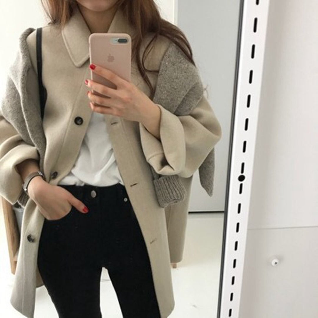 Cozy button closure coat for women - Nalani - UK Fashion Clothing and Decor