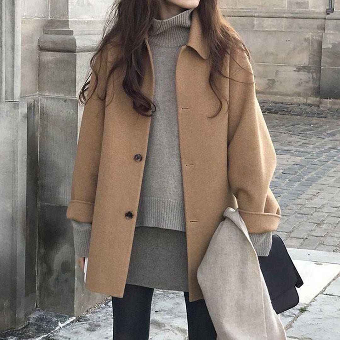 Cozy button closure coat for women - Nalani - UK Fashion Clothing and Decor
