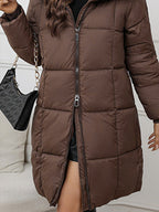 Cozy Long Padded Down Jacket With Hood For Cold Winter - Nalani - UK Fashion Clothing and Decor