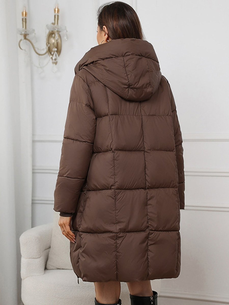 Cozy Long Padded Down Jacket With Hood For Cold Winter - Nalani - UK Fashion Clothing and Decor