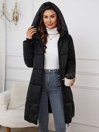 Cozy Long Padded Down Jacket With Hood For Cold Winter - Nalani - UK Fashion Clothing and Decor