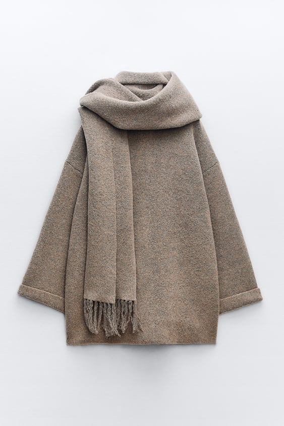 Cozy Short Knit Jacket With Scarf For Women In Winter - Nalani - UK Fashion Clothing and Decor