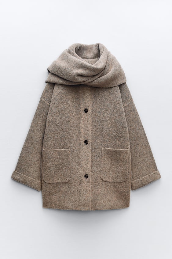 Cozy Short Knit Jacket With Scarf For Women In Winter - Nalani - UK Fashion Clothing and Decor