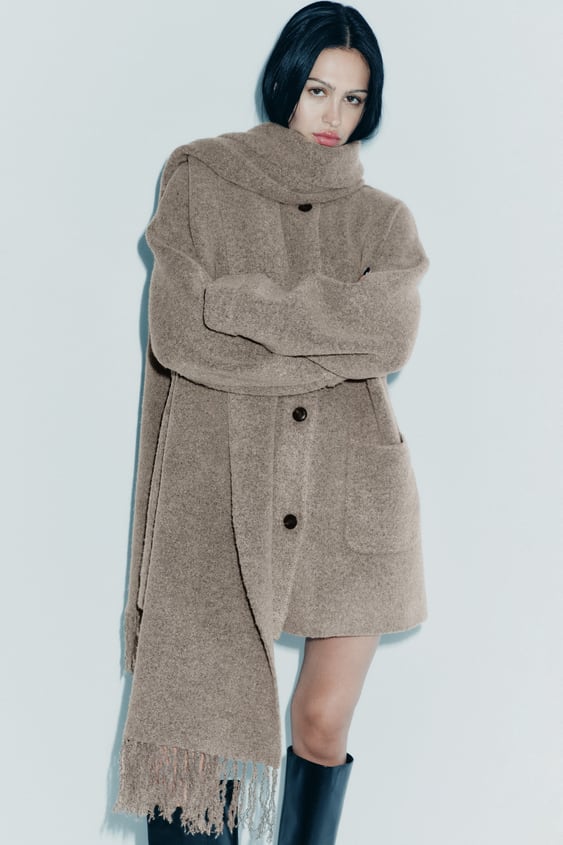 Cozy Short Knit Jacket With Scarf For Women In Winter - Nalani - UK Fashion Clothing and Decor