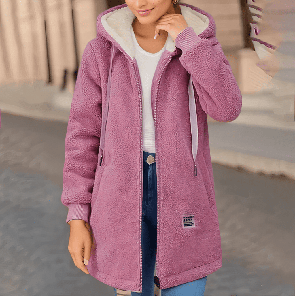 Cozy Warm Hooded Fleece Jacket For Women With Sherpa Lining - Nalani - UK Fashion Clothing and Decor