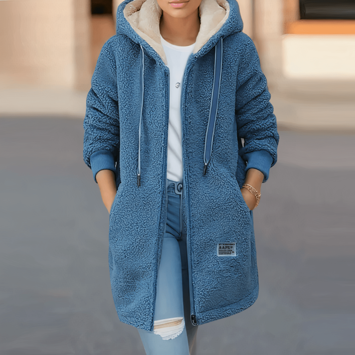 Cozy Warm Hooded Fleece Jacket For Women With Sherpa Lining - Nalani - UK Fashion Clothing and Decor