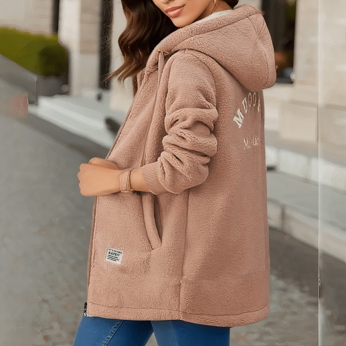 Cozy Warm Hooded Fleece Jacket For Women With Sherpa Lining - Nalani - UK Fashion Clothing and Decor