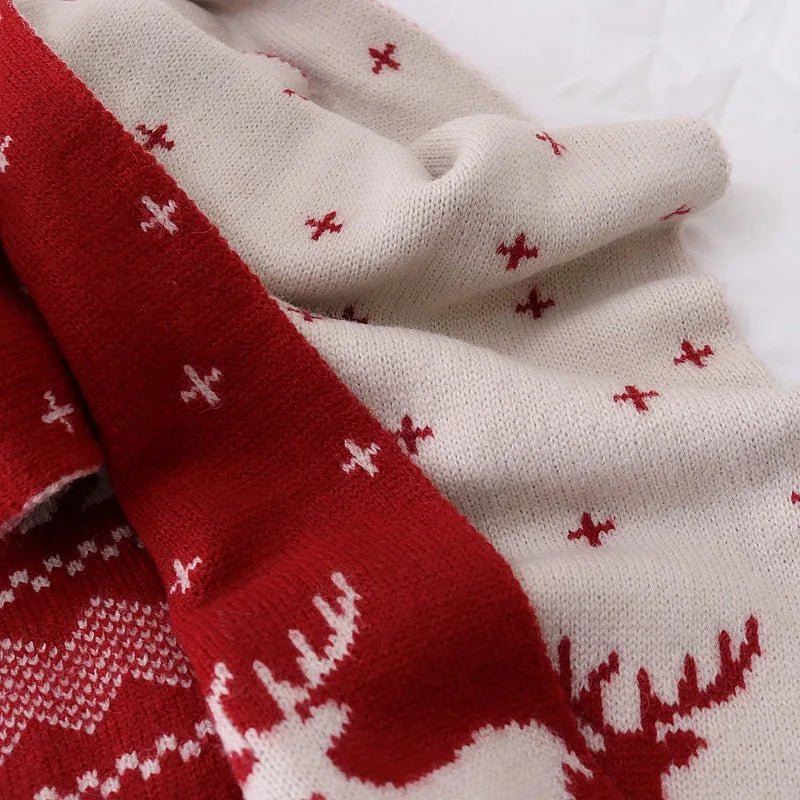 Cozy Winter Christmas Scarf Double Sided Knit Wool Warm - Nalani - UK Fashion Clothing and Decor