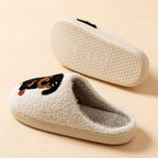 Cozy Winter Womens Plush Slippers With Black Dog Design - Nalani - UK Fashion Clothing and Decor