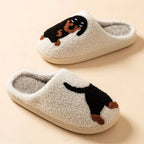 Cozy Winter Womens Plush Slippers With Black Dog Design - Nalani - UK Fashion Clothing and Decor