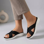 Cushioned Criss Cross Knit Slide Orthopedic Sandals With Arch Support - Nalani - UK and AUS Fashion Clothing and Decor