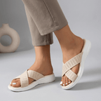 Cushioned Criss Cross Knit Slide Orthopedic Sandals With Arch Support - Nalani - UK and AUS Fashion Clothing and Decor